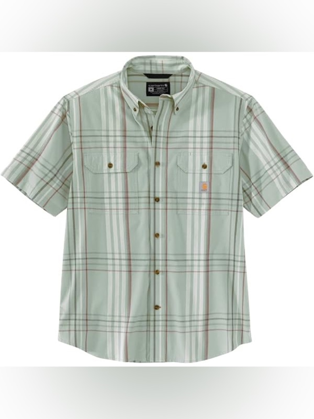 Carhartt Light Green Plaid Short-Sleeve Button-Down Shirt